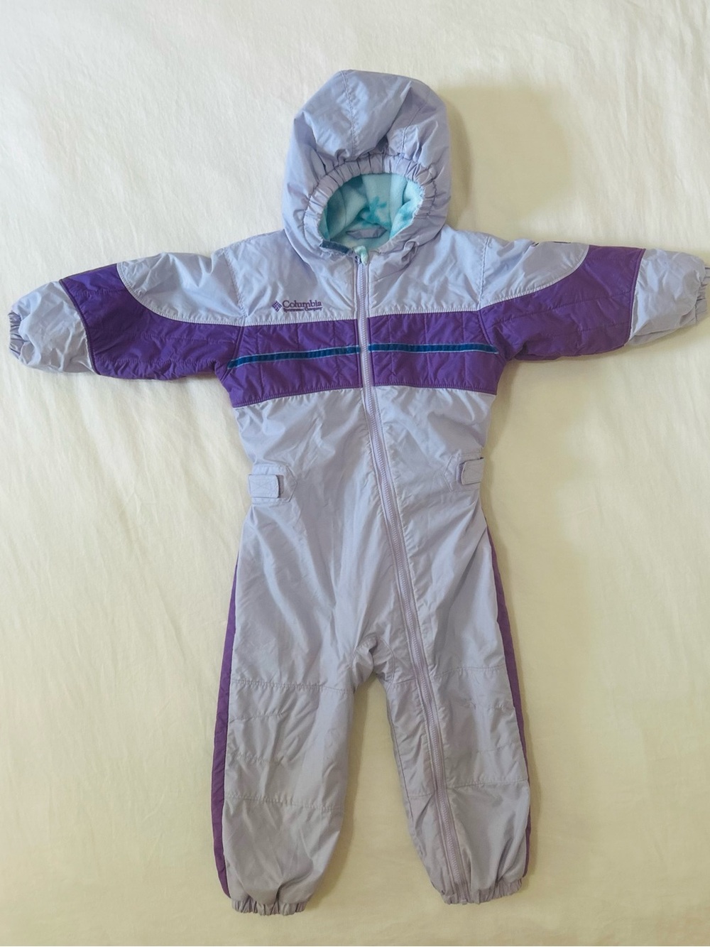 Columbia Girls One-Piece Insulated Snowsuit Lavender Purple Fleece Lined 3T